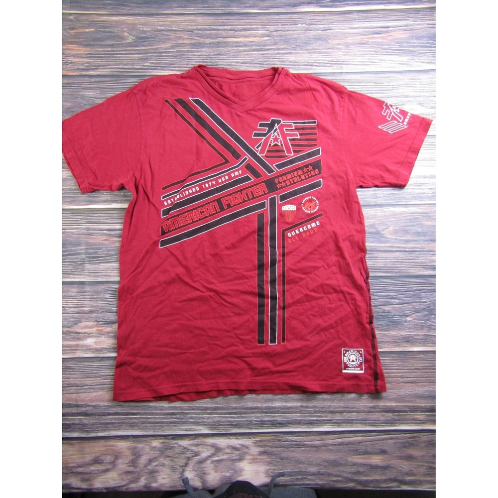 American Fighter Mens 2XL Training T Shirt UFC‎ MMA Gym Workout Red Sports